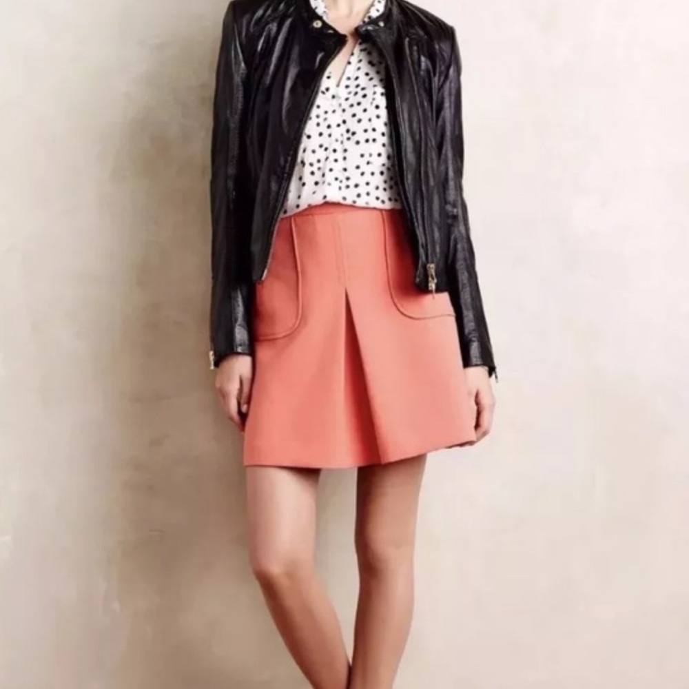 Anthropologie Peach Cheri Pleated Skirt